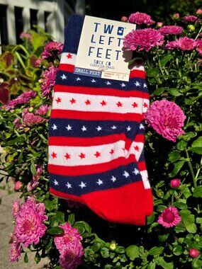 Two Left Feet Co. Patriotic Red White Blue Stars Campaign Trail Socks Small Feet